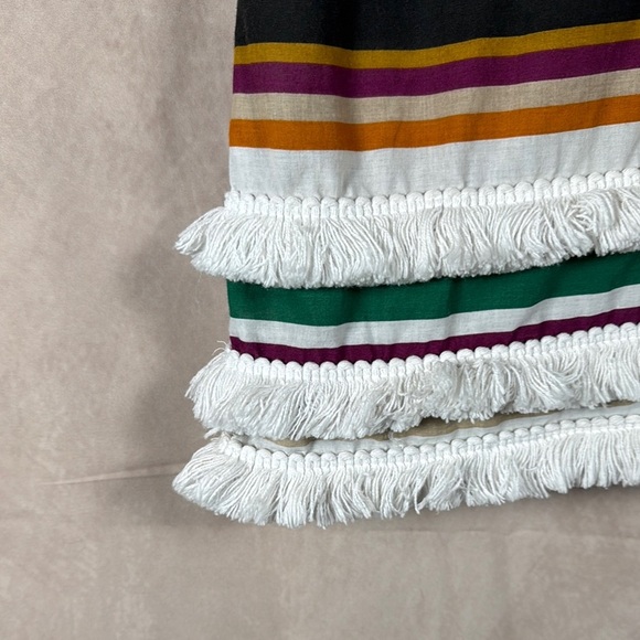 Bleu Rod Beattie Swimsuit Cover up Dress Striped Tiered Fringe Hem Embroidered S - Picture 7 of 11